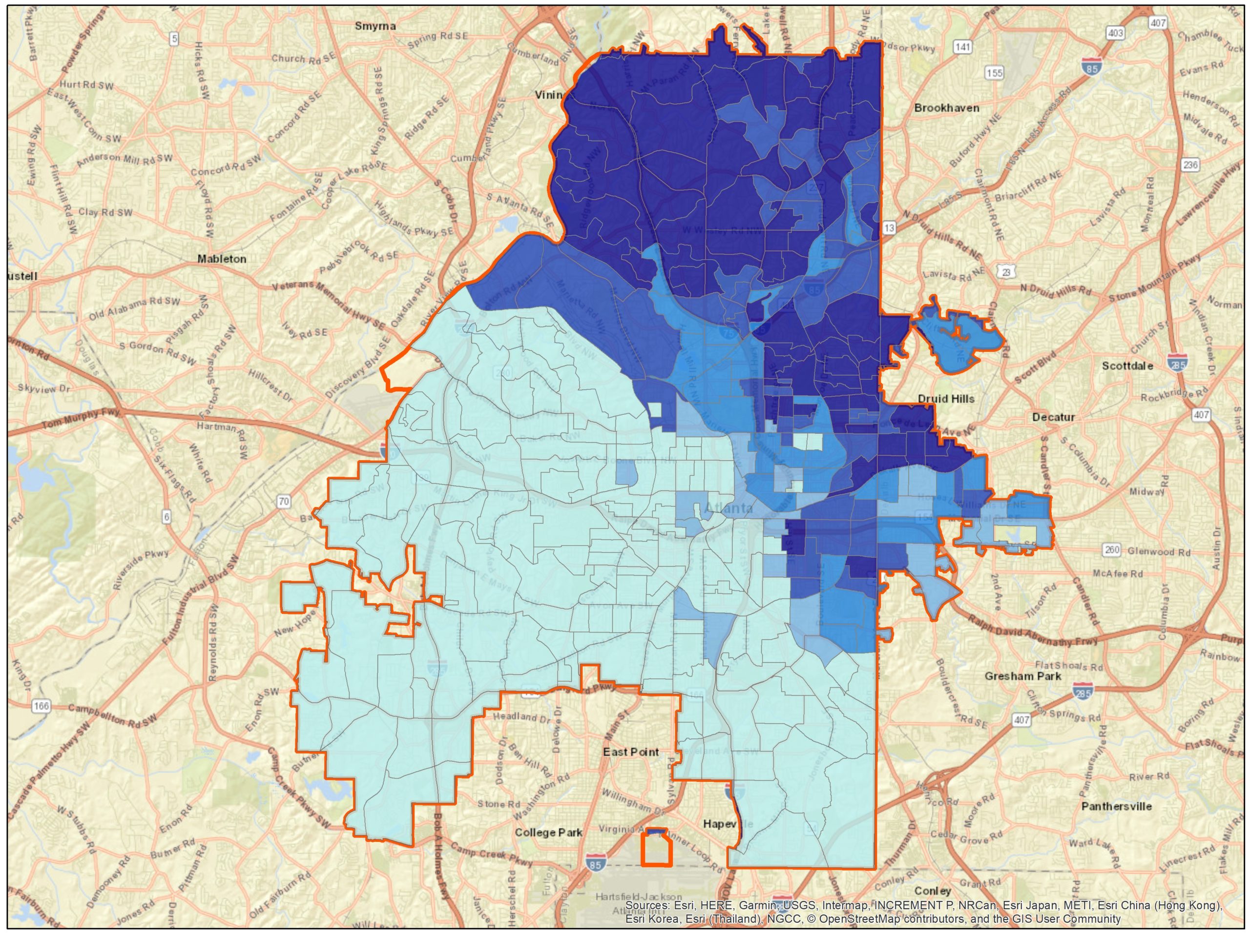 Atlanta – Quantities of all races by Census Block Group – UREx SRN Data ...